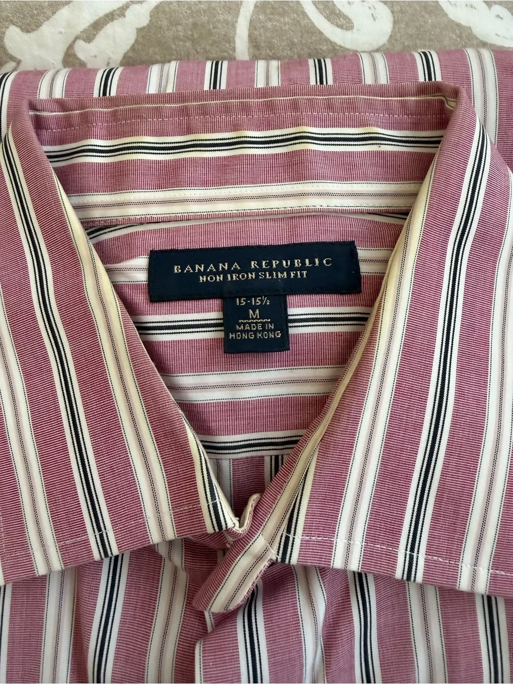 Banana Republic Slim Fit Striped Dress Shirt - Pink, White, Black